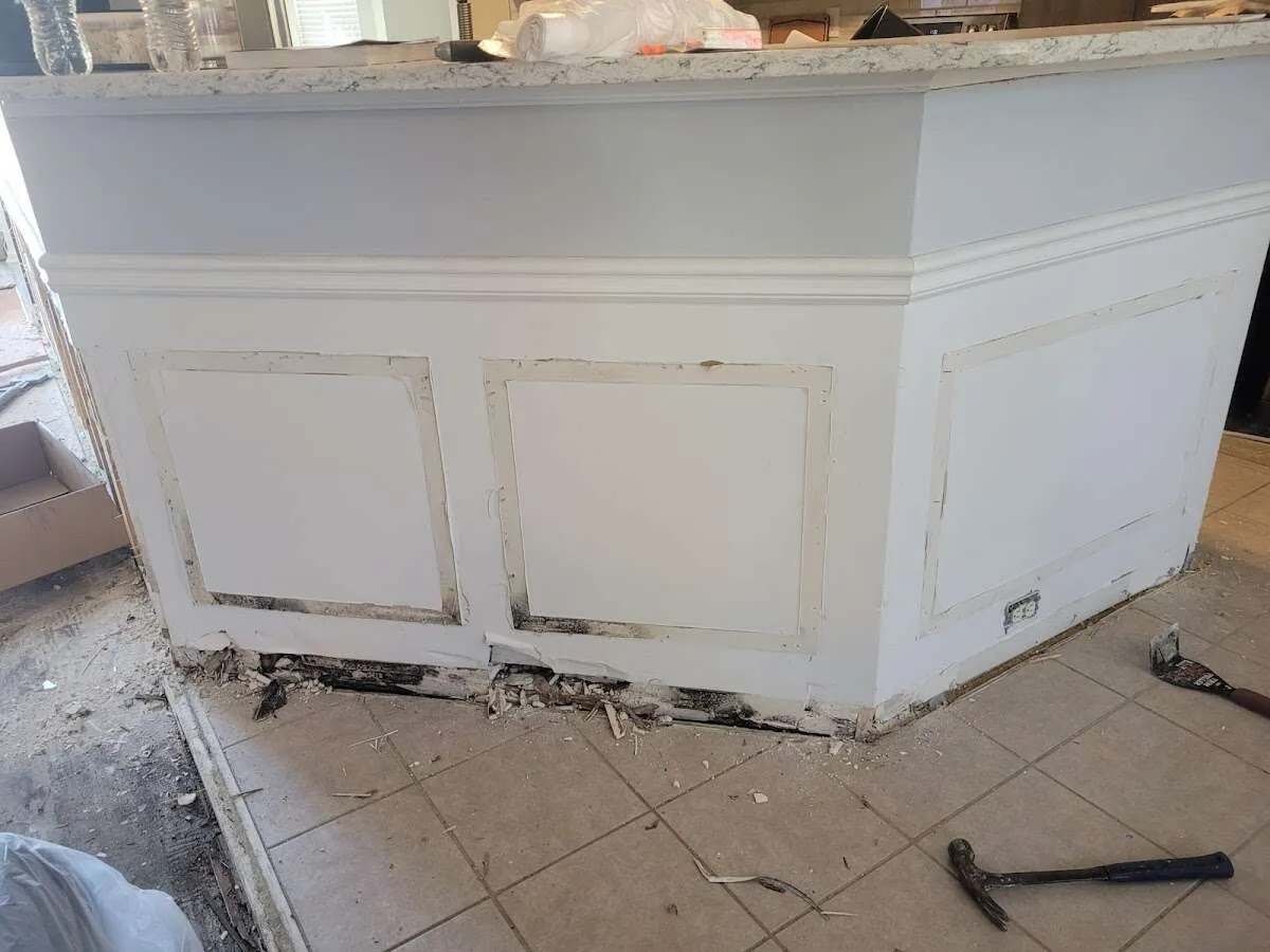 Water damage and mold on kitchen during Mold Inspection & Testing in Manchester-by-the-Sea